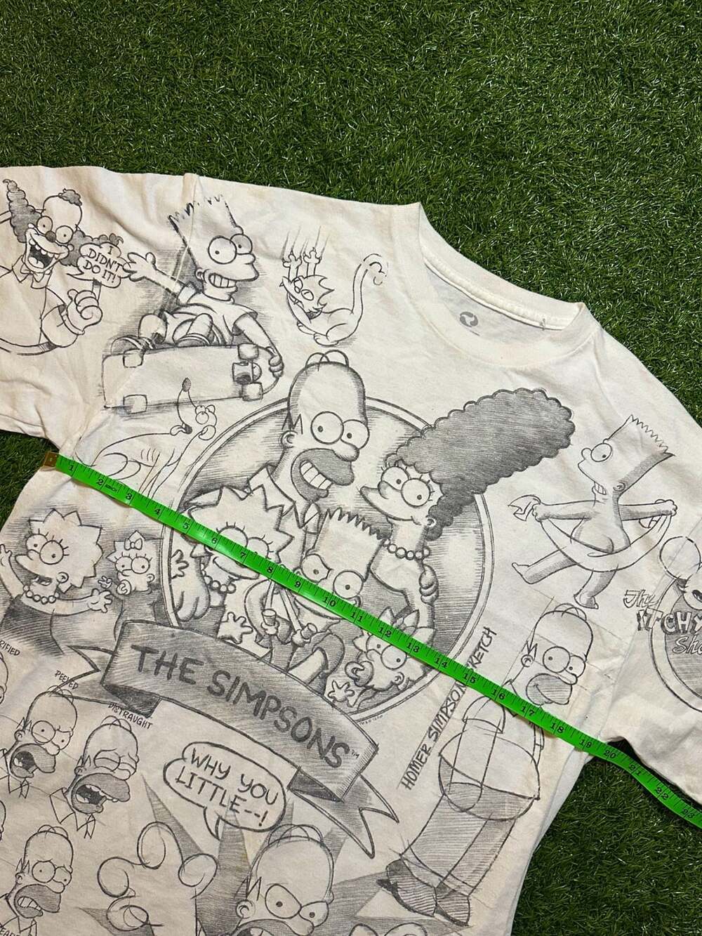 Y2K Liquid Blue The Simpsons Sketch Size Large White T-Shirt - Picture 2 of 4